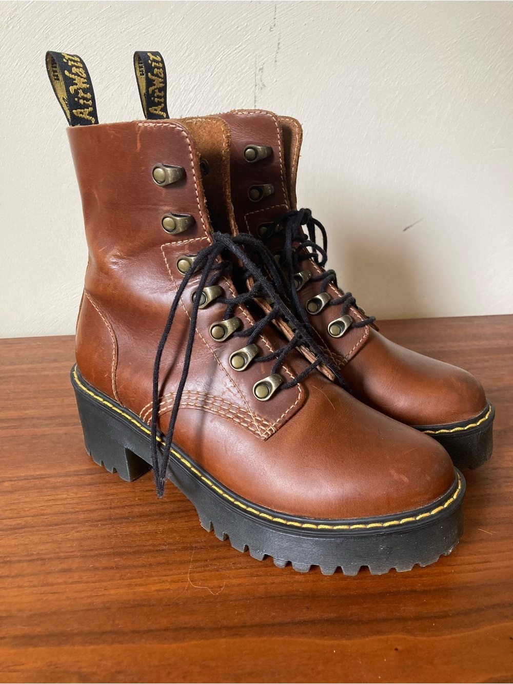 Dr Doc Martens Brown lace up platform boots